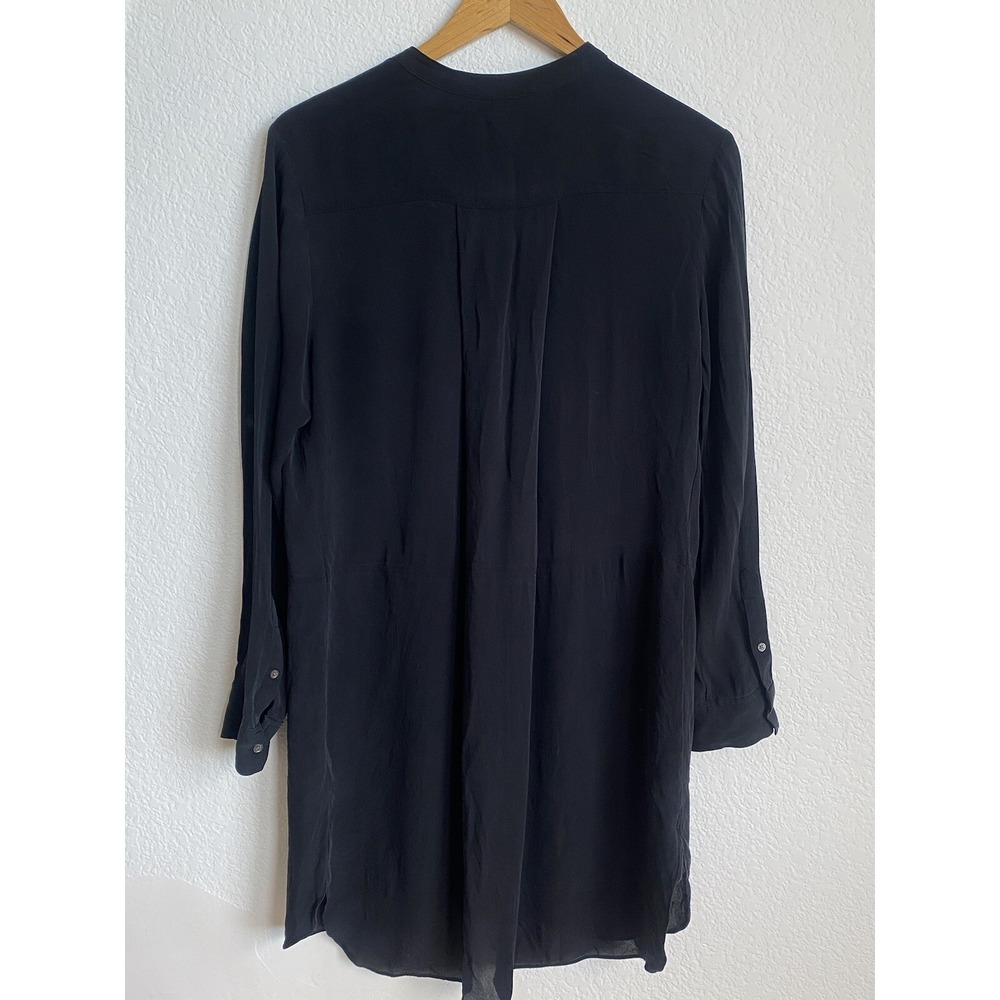 Wilfred Mini Dress Womens M Black 100% Silk Long Sleeve Button Career LBD - Picture 4 of 10